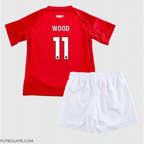 Camiseta Nottingham Forest Chris Wood #11 Primera Equipación para niños 2024-25 manga corta (+ pantalones cortos)